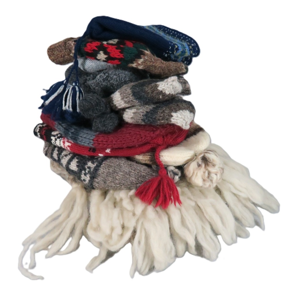 Lot of Winter Gear Wool Beanie Hats Scarf Socks Mittens Chunky Knit Cabincore